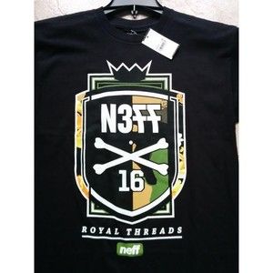 NWT Neff Men's HERALD SMU Urban Skate Black Tee T-Shirt, M